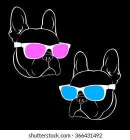 dog vector breed cute pet animal bulldog french
