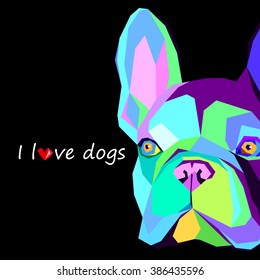 dog vector breed cute pet animal bulldog french