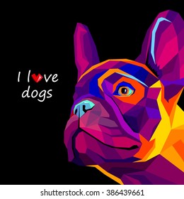 dog vector breed cute pet animal bulldog french