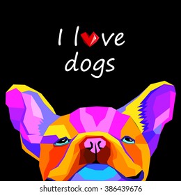 dog vector breed cute pet animal bulldog french