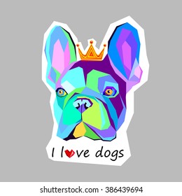 dog vector breed cute pet animal bulldog french