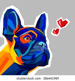 dog vector breed cute pet animal bulldog french