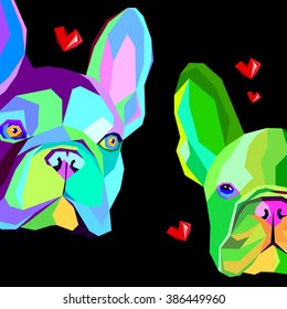 dog vector breed cute pet animal bulldog french