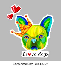 dog vector breed cute pet animal bulldog french