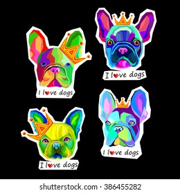 dog vector breed cute pet animal bulldog french