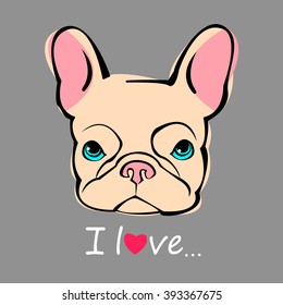 dog vector breed cute pet animal bulldog french