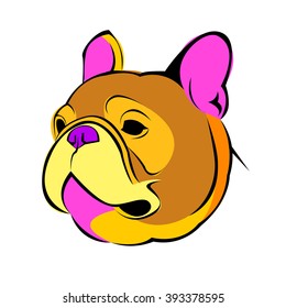 dog vector breed cute pet animal bulldog french