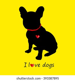 dog vector breed cute pet animal bulldog french