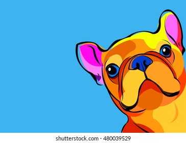 dog, vector, breed, cute, pet, animal, bulldog, french