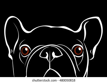 dog, vector, breed, cute, pet, animal, bulldog, french