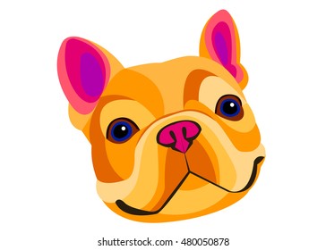 dog, vector, breed, cute, pet, animal, bulldog, french