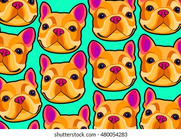 dog, vector, breed, cute, pet, animal, bulldog, french