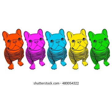 dog, vector, breed, cute, pet, animal, bulldog, french