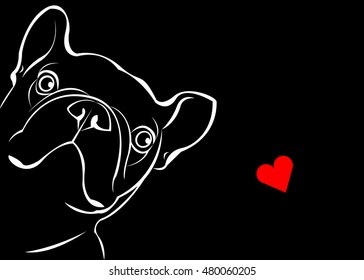 dog, vector, breed, cute, pet, animal, bulldog, french