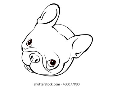 dog, vector, breed, cute, pet, animal, bulldog, french