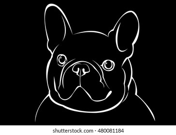 dog, vector, breed, cute, pet, animal, bulldog, french