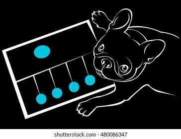 dog, vector, breed, cute, pet, animal, bulldog, french