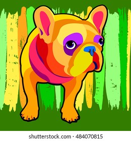 dog vector breed cute pet animal bulldog french