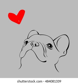 dog vector breed cute pet animal bulldog french