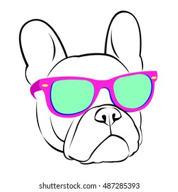 dog vector breed cute pet animal bulldog french