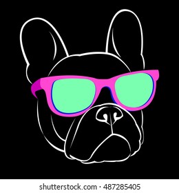 dog vector breed cute pet animal bulldog french