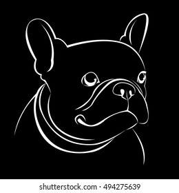 dog, vector, breed, cute, pet, animal, bulldog, french, french bulldog