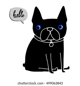 dog, vector, breed, cute, pet, animal, bulldog, french, french bulldog