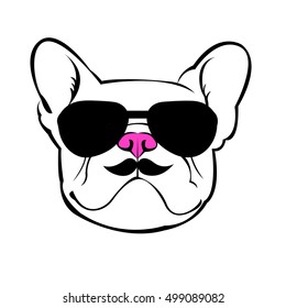 dog vector breed cute pet animal bulldog french