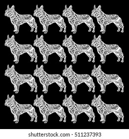 dog, vector, breed, cute, pet, animal, bulldog, french