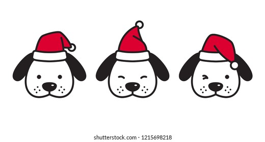 dog vector Christmas french bulldog Santa Claus Xmas icon puppy head cartoon character logo illustration