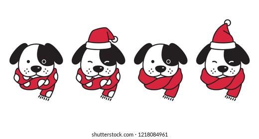 dog vector Christmas french bulldog Santa Claus hat Xmas polka dot scarf icon puppy head cartoon character logo illustration