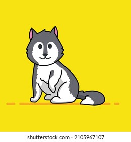 dog vector cute gray dog ​​picture for sticker