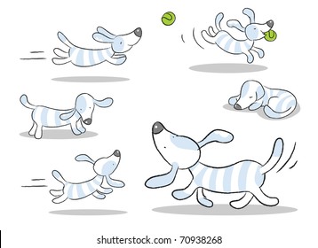 dog vector drawing set isolated on white