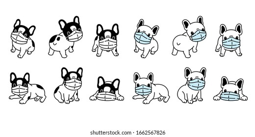 dog vector face mask covid-19 french bulldog coronavirus virus pm 2.5 icon teddy logo symbol character cartoon doodle illustration design