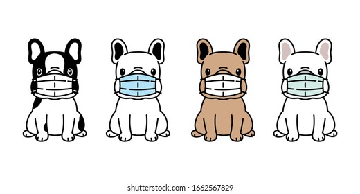 dog vector face mask covid19 french bulldog coronavirus virus pm 25 icon logo pet symbol character cartoon doodle illustration design