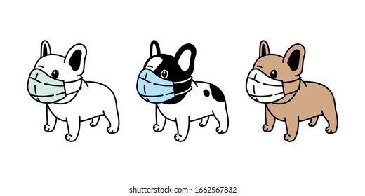 dog vector face mask covid-19 french bulldog coronavirus virus pm 25 icon logo pet symbol cartoon character doodle illustration design