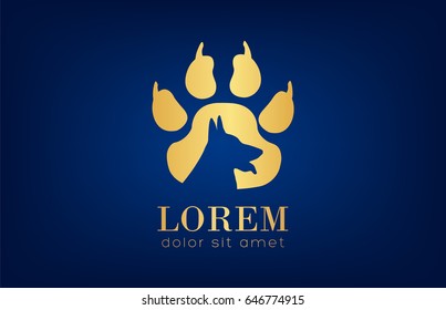 Dog vector. Footprint dog. Logo of the veterinary clinic.