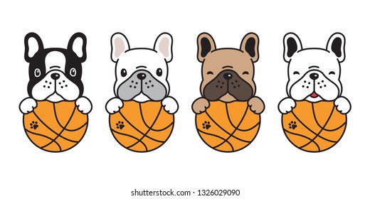 dog vector french bulldog basketball sport ball icon logo character cartoon puppy illustration doodle symbol