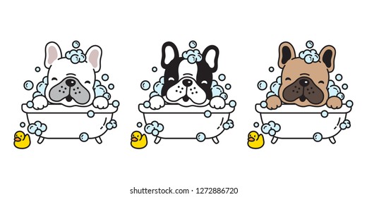 dog vector french bulldog bath shower icon cartoon character logo breed illustration