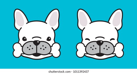 Dog vector french bulldog bone character puppy head illustration icon white