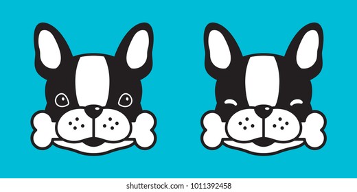 Dog vector french bulldog bone character puppy illustration icon cartoon