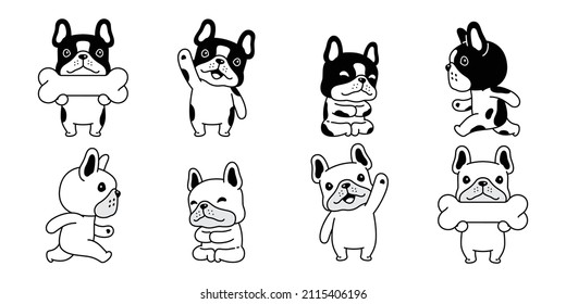 dog vector french bulldog bone icon puppy pet character cartoon symbol tattoo stamp scarf illustration design isolated