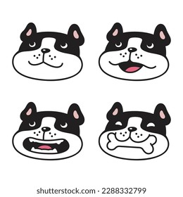 dog vector french bulldog bone icon puppy face pet head smile cartoon character symbol tattoo stamp scarf illustration design isolated