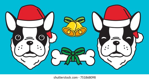 Dog vector french bulldog Christmas Santa Claus Happy new year illustration