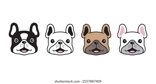 dog vector french bulldog face smiling head icon cartoon character puppy pet doodle symbol illustration clip art isolated design