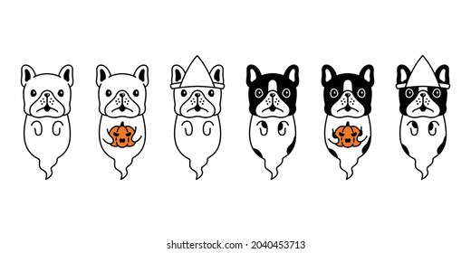 dog vector french bulldog Halloween pumpkin spooky icon puppy cartoon character ghost pet logo symbol doodle illustration design