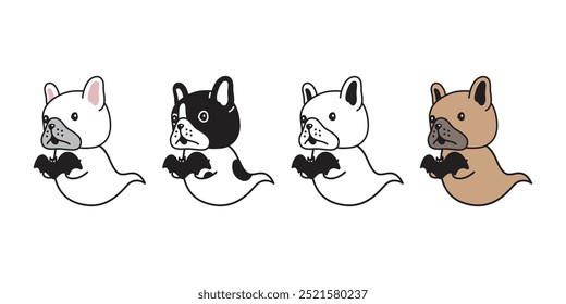 dog vector french bulldog halloween spooky ghost bat icon puppy logo symbol pet cartoon character illustration doodle design clip art isolated
