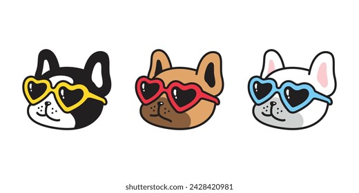 dog vector french bulldog heart sunglasses icon cartoon character puppy pet doodle symbol illustration clip art isolated design