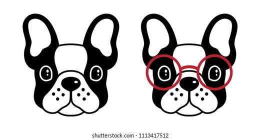 dog vector french bulldog icon logo cartoon illustration doodle glasses sunglasses black