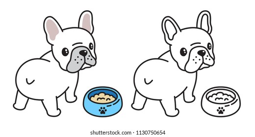 dog vector french bulldog icon logo bowl food cartoon character illustration symbol